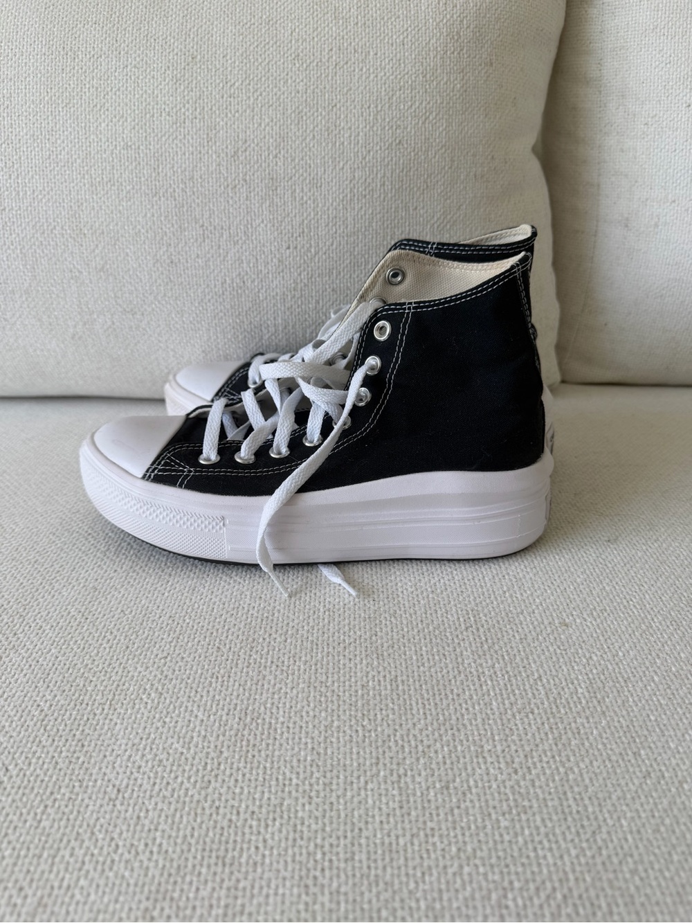 Converse Black and White High Top Platform Sneakers - Picture 4 of 7